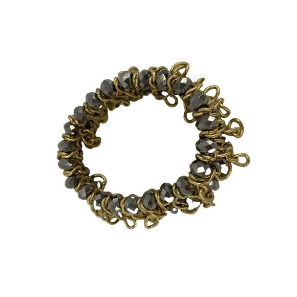 Bold Chain Link and Stone Bead Bracelet Stretch Statement Flexible 0053 - Picture 5 of 5
